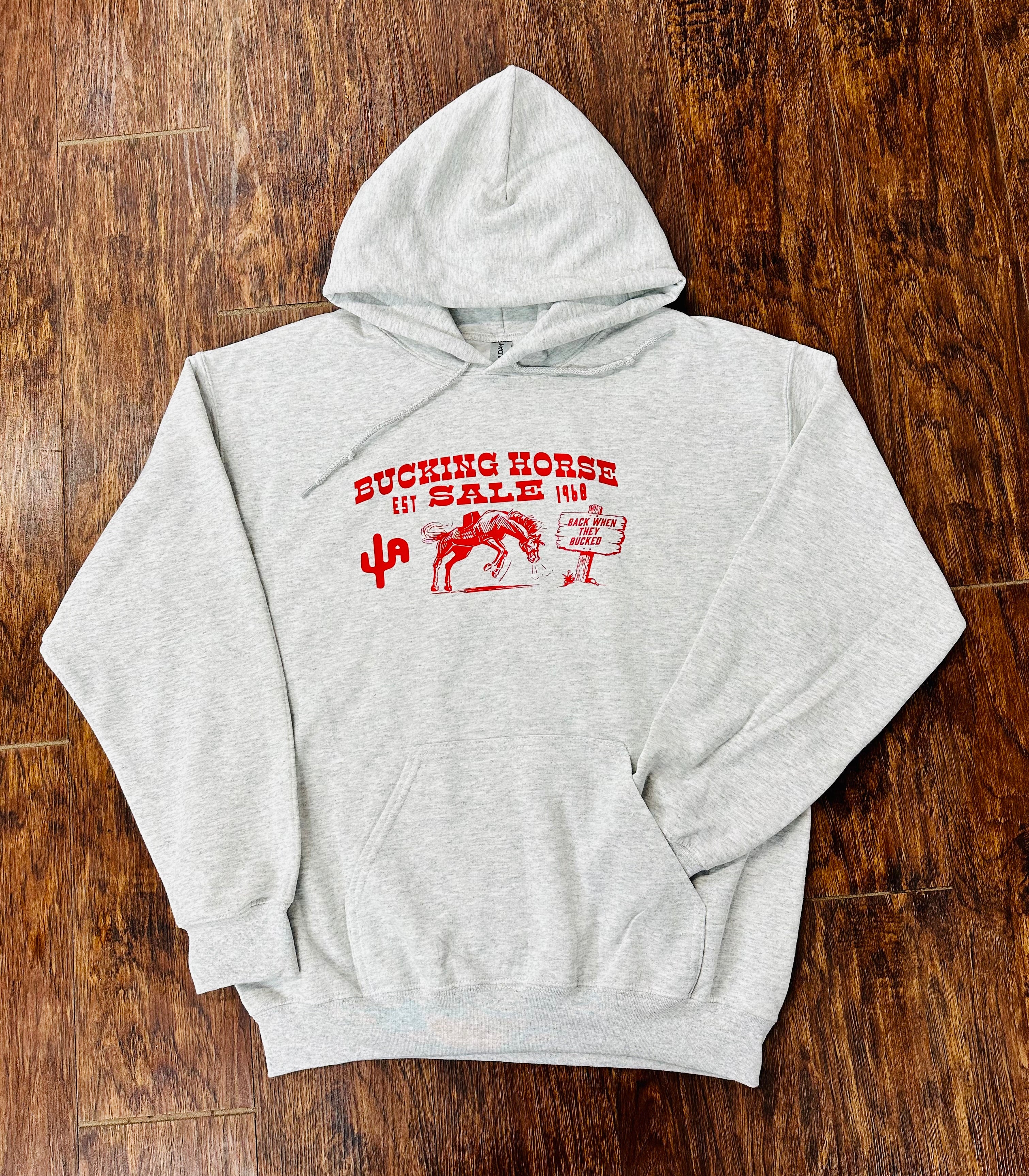 Bucking Horse - Ash Grey Adult Hoodie